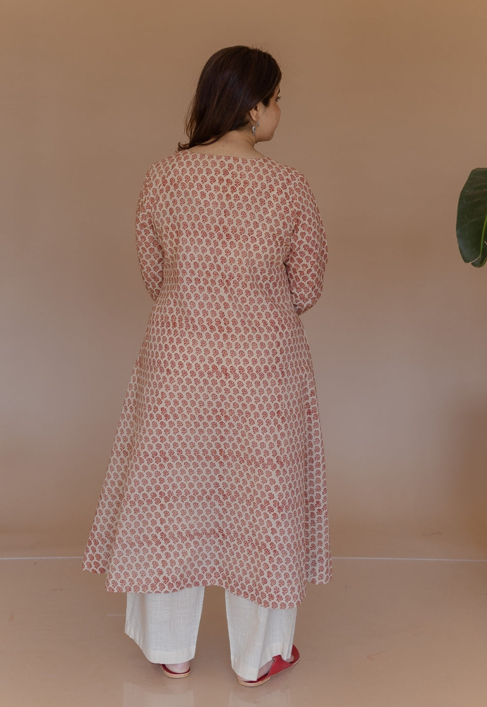 Shriya Red Bagru Cotton A Line Kurta