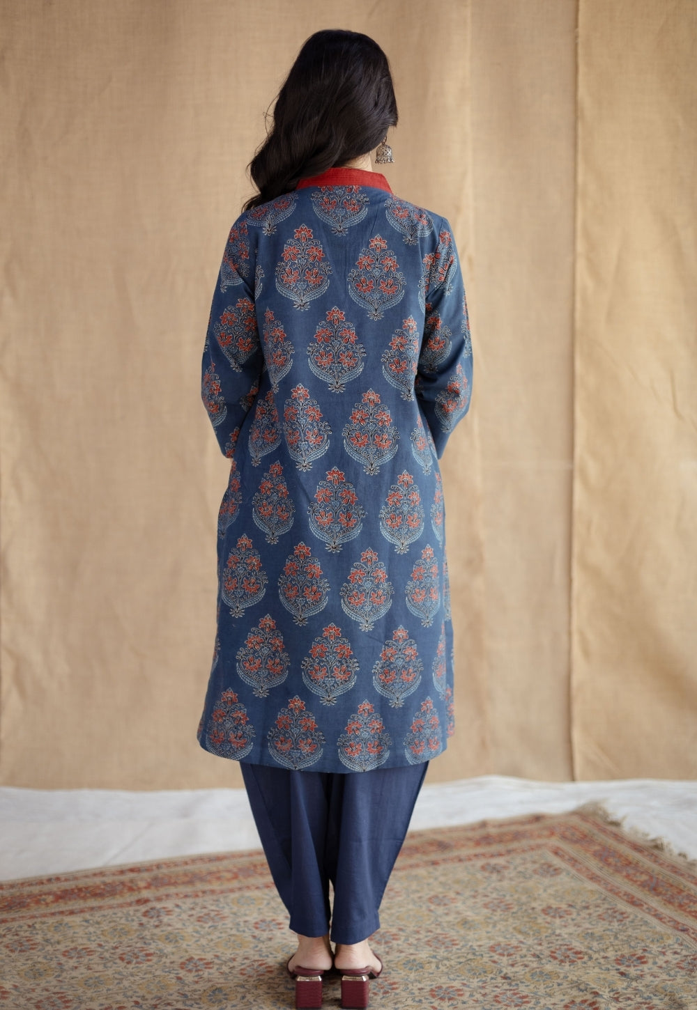 Saina Indigo Ajrakh Cotton Straight Kurta