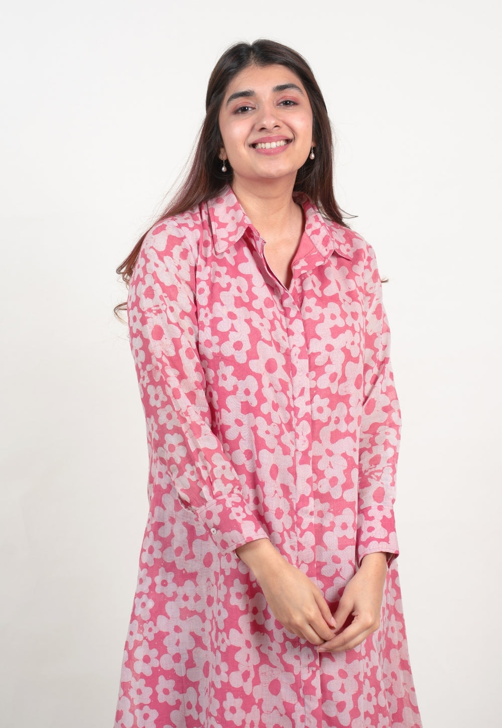 Samia Pink Batik MulMul A Line Dress