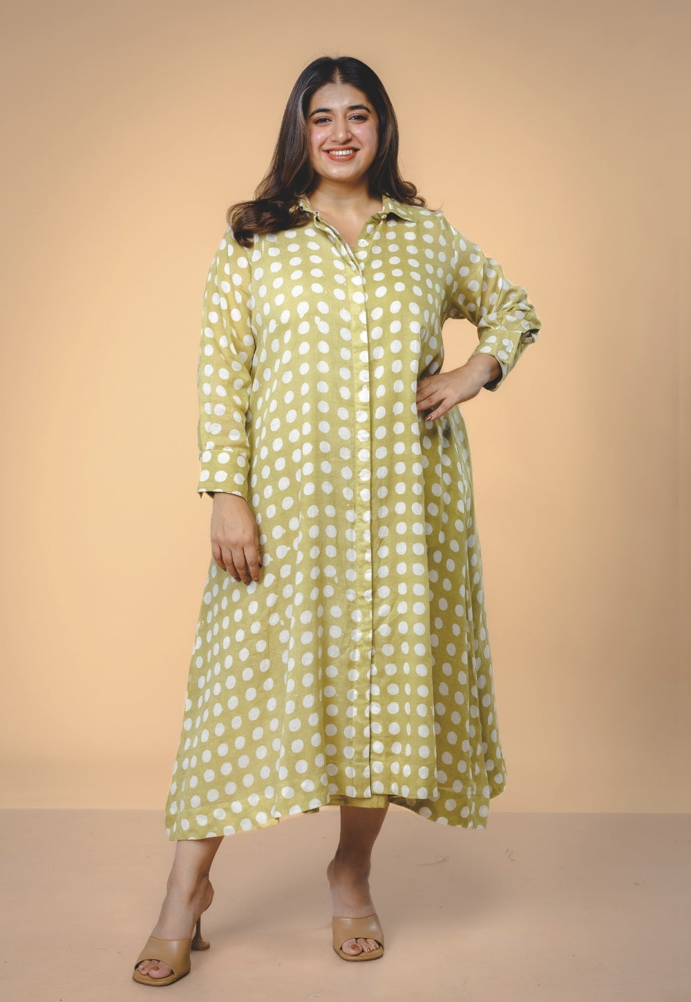 Samia Green Batik MulMul A Line Dress
