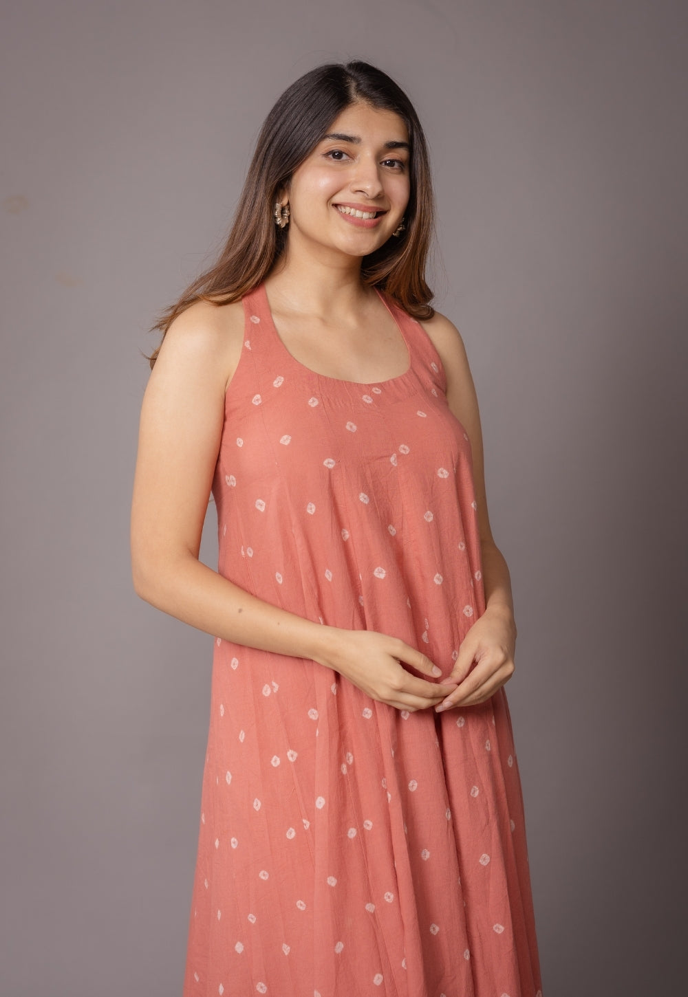 Tia Pink Bandhani Cotton Kali Kurta