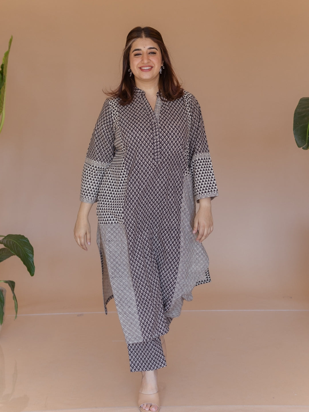 Prita Black Bagru Cotton Narrow Pant