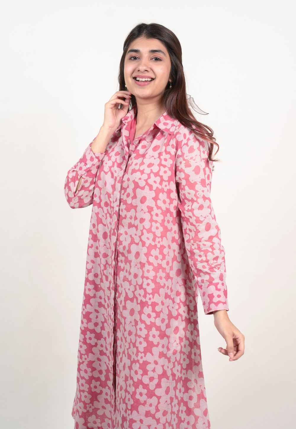 Samia Pink Batik MulMul A Line Dress