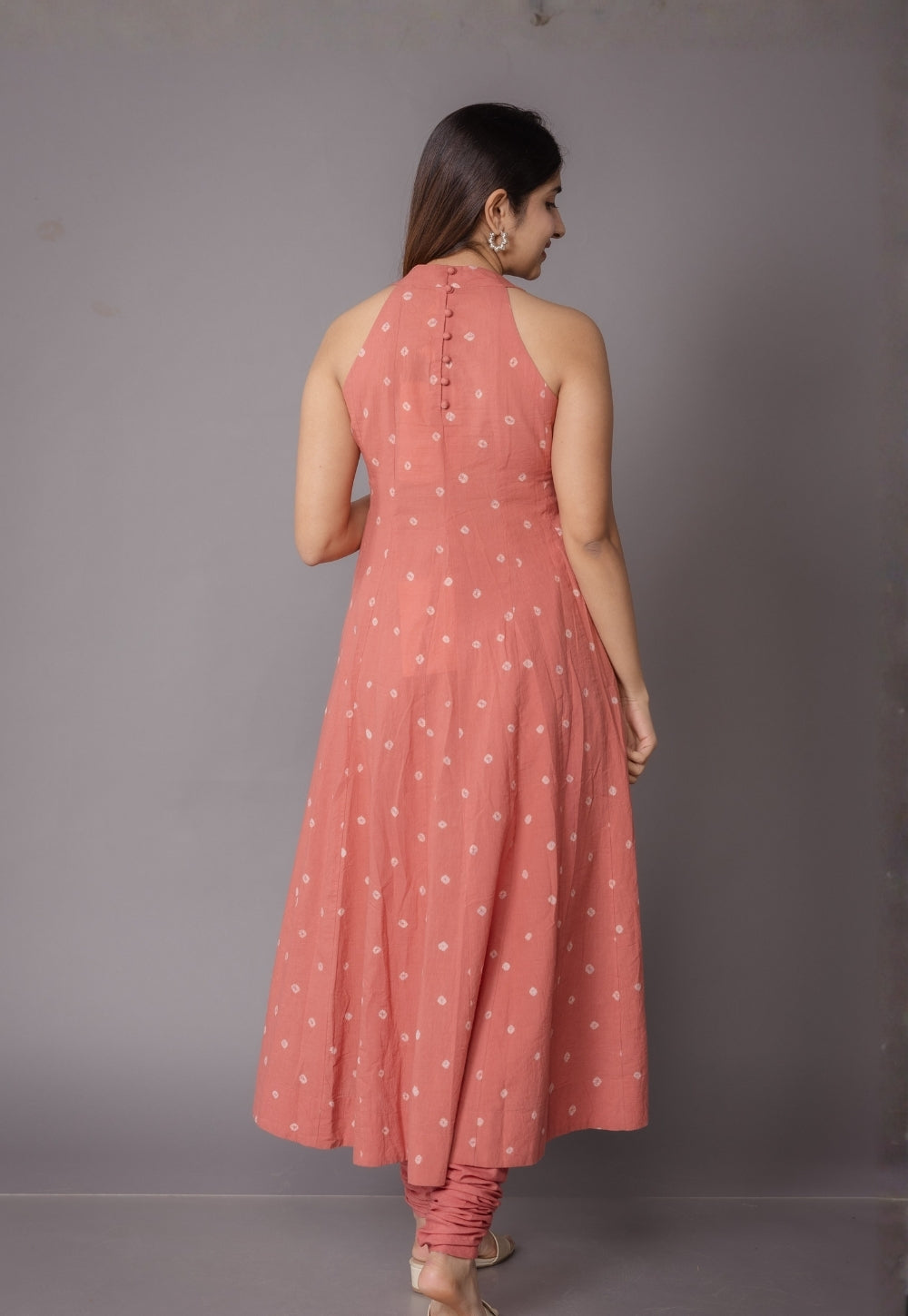 Tia Pink Bandhani Cotton Kali Kurta