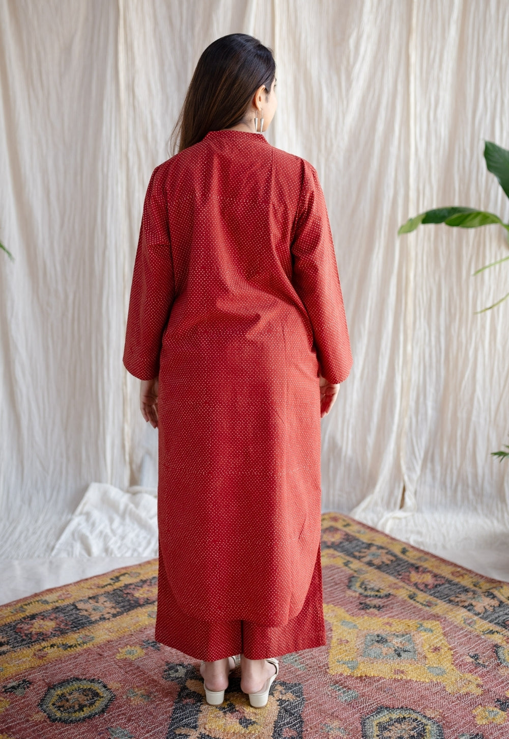 Bombay Ajrakh Red Cotton Co-Ord Set (Set of 2)