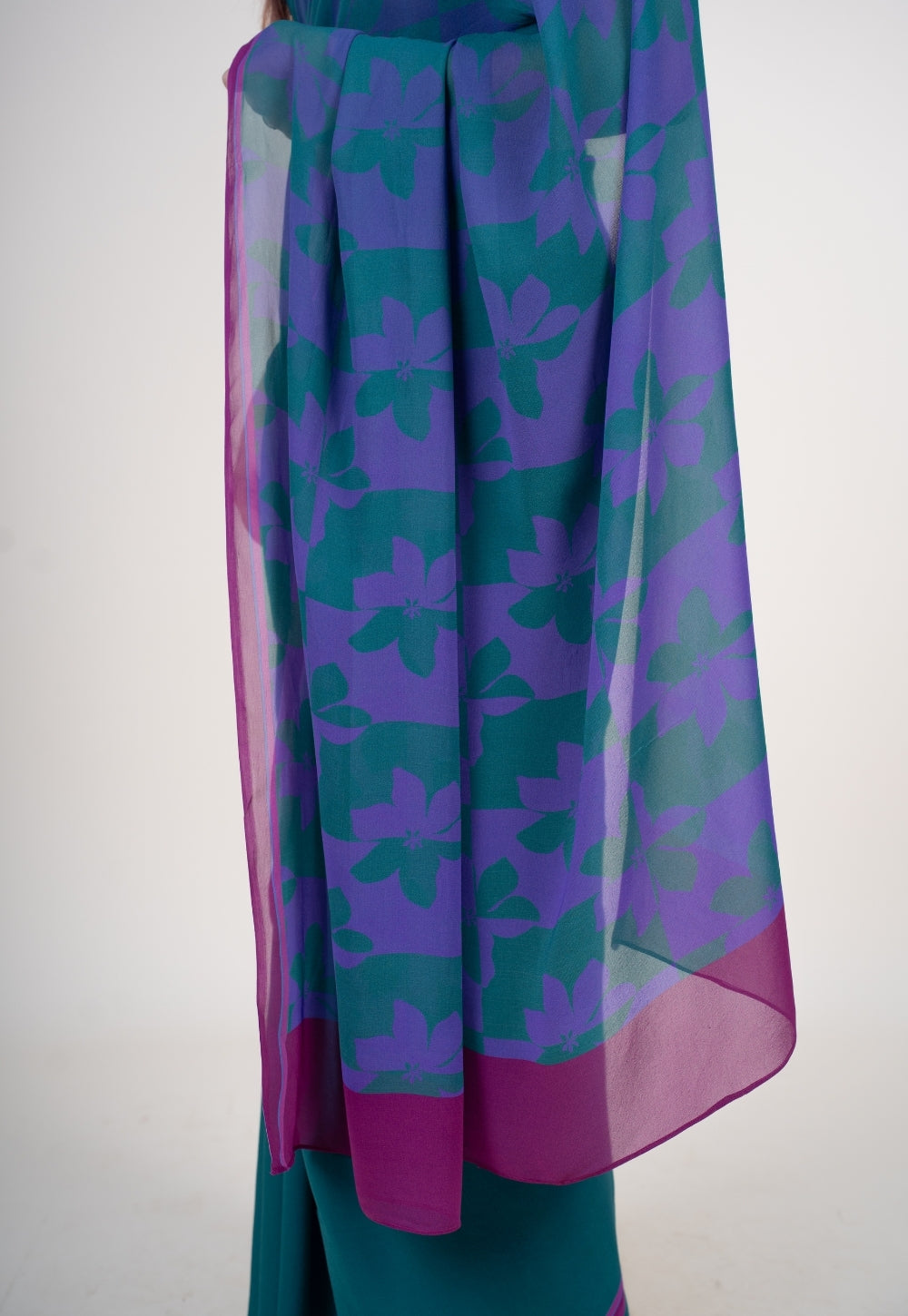 Ushika Purple Georgette Printed Saree