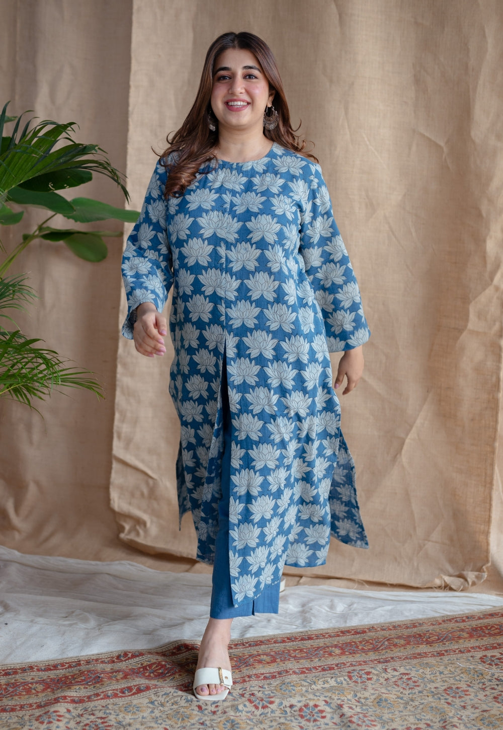 Zyra Dabu Slub Cotton Kurta