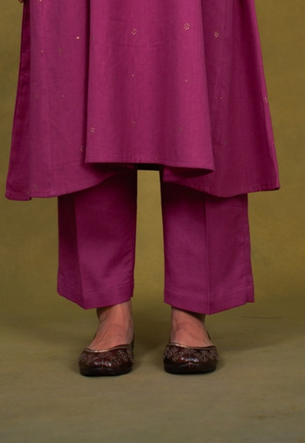 Alizah Pink Rogan Handblock Printed Cotton Jhabbha Kali Suit Set (Set of 3)