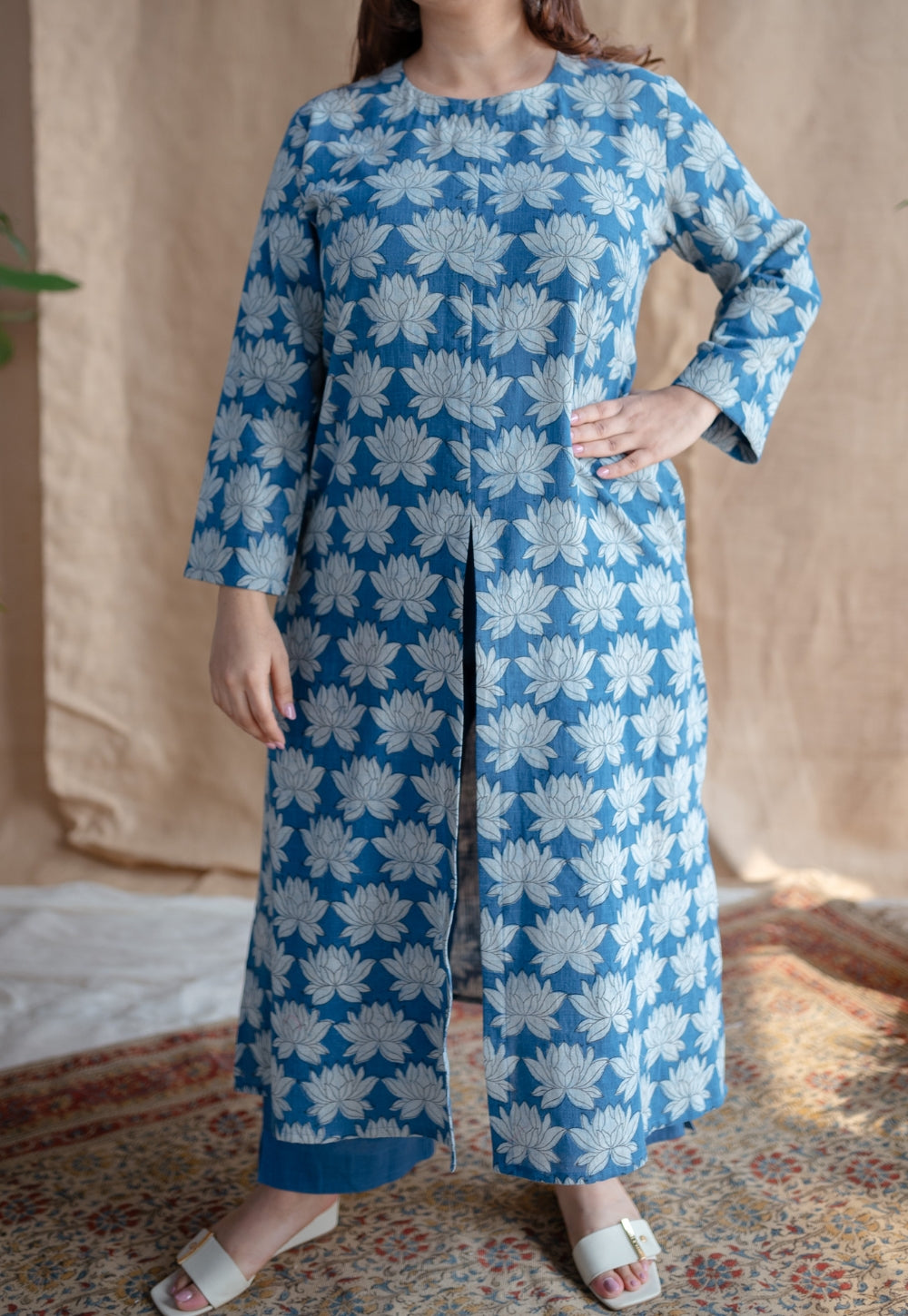 Zyra Dabu Slub Cotton Kurta