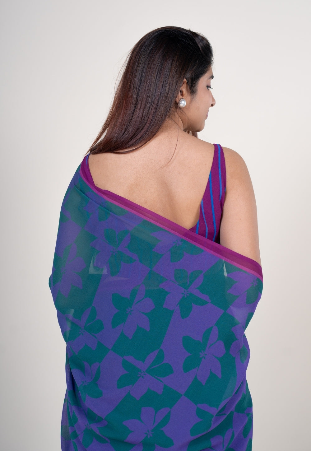 Ushika Purple Georgette Printed Saree