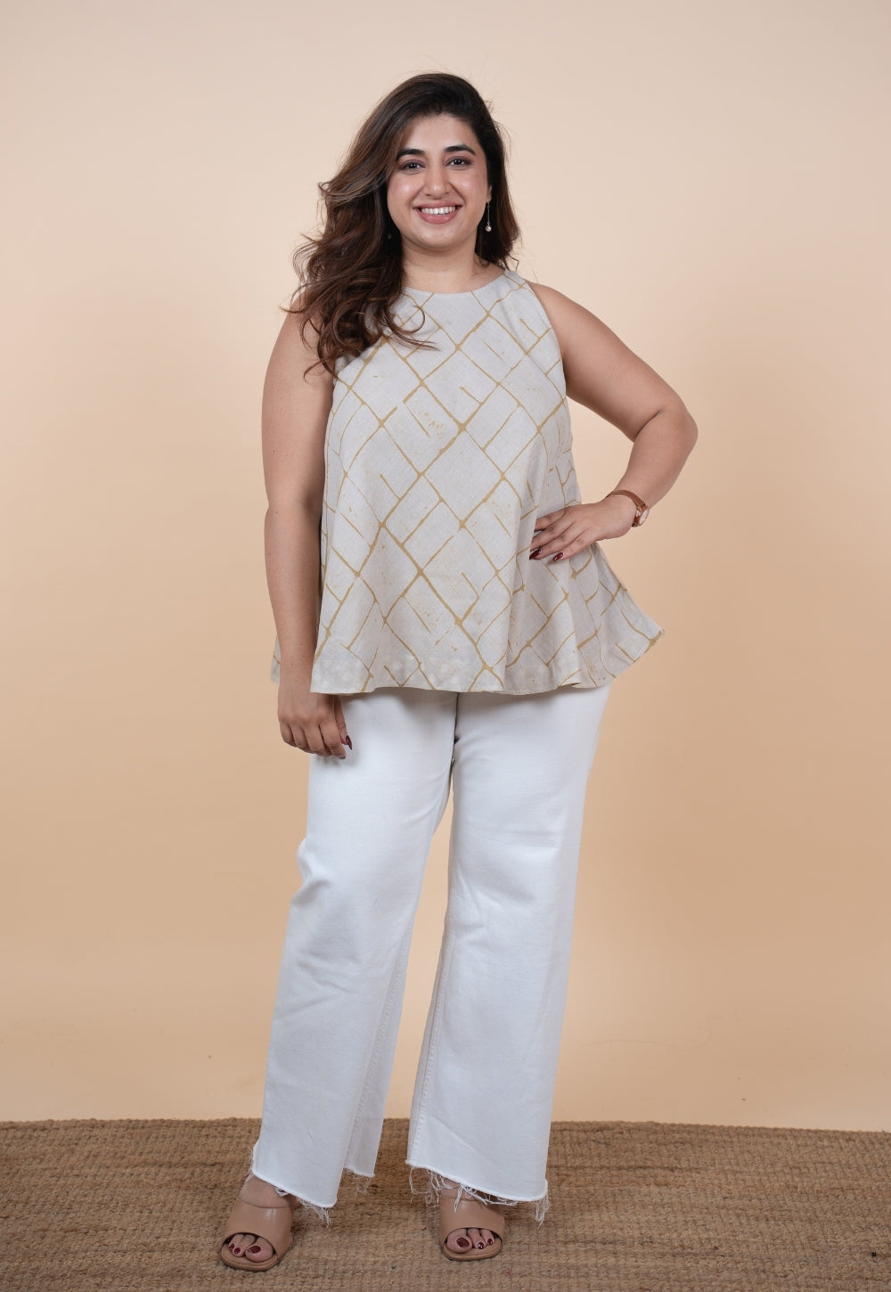 Parveen Green Batik MulMul A Line Short Top