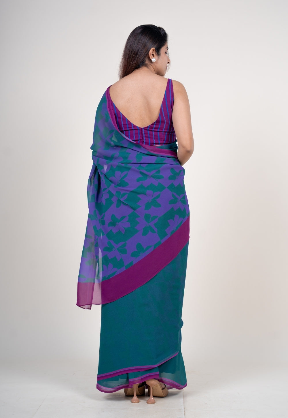 Ushika Purple Georgette Printed Saree