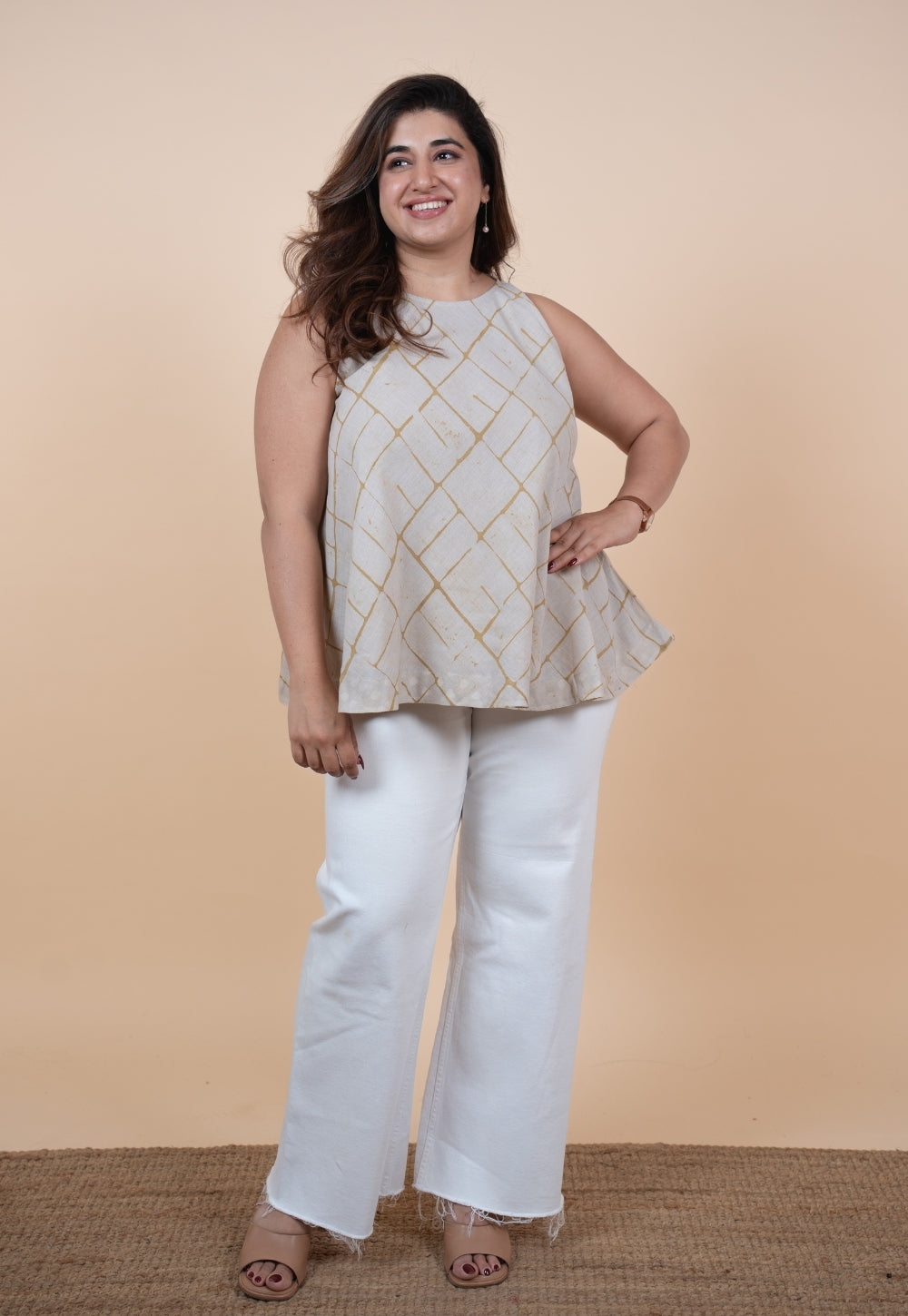 Parveen Green Batik MulMul A Line Short Top