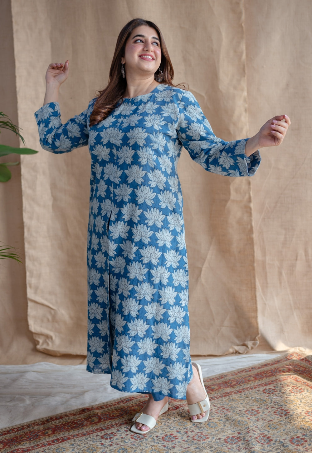 Zyra Dabu Slub Cotton Kurta