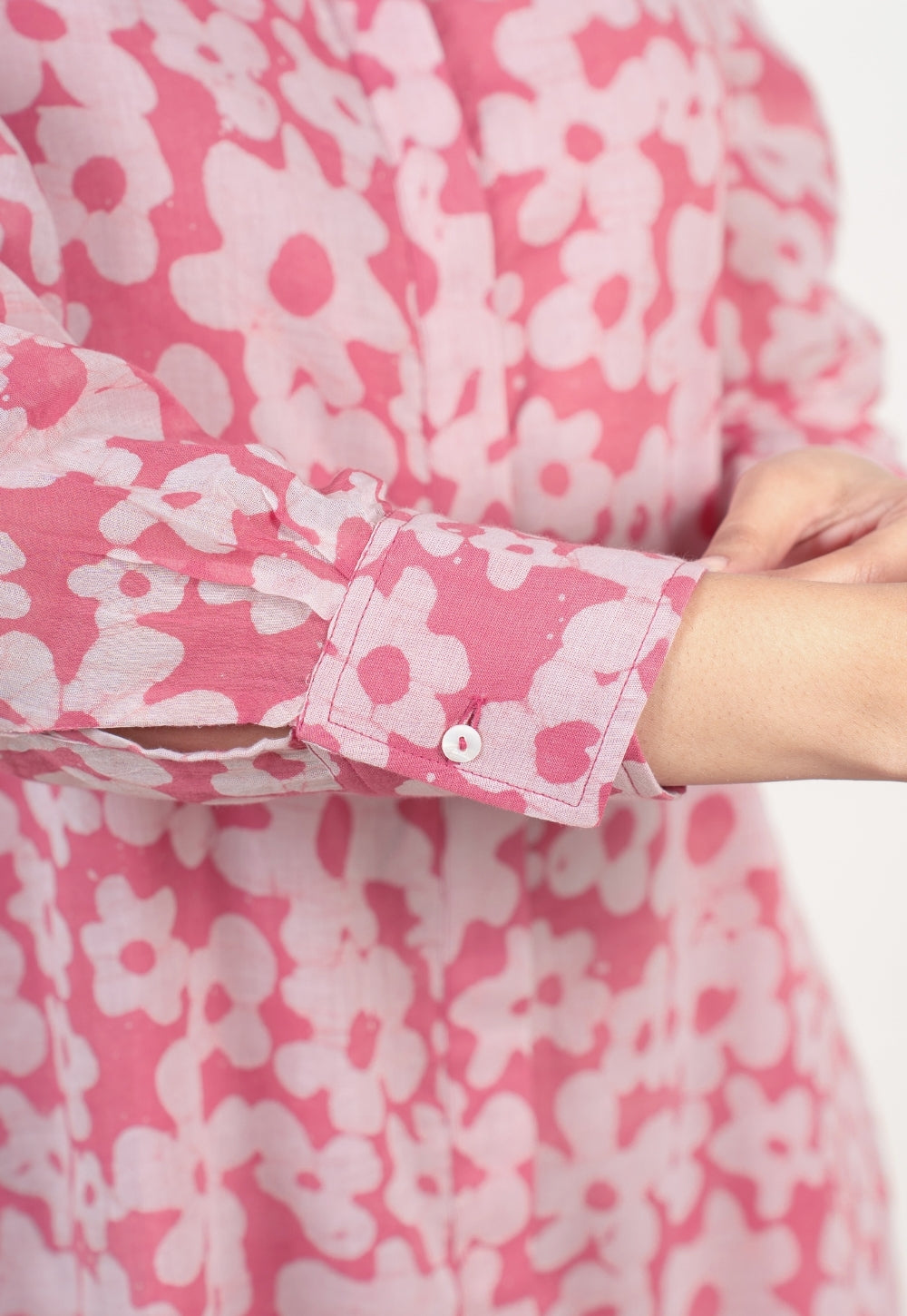 Samia Pink Batik MulMul A Line Dress