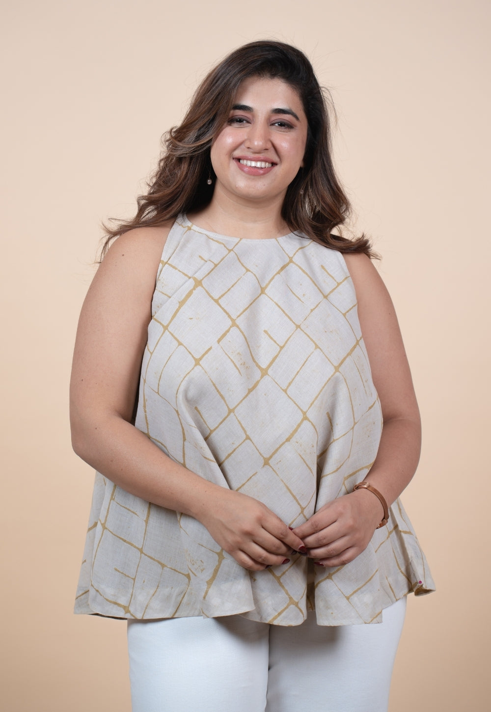 Parveen Green Batik MulMul A Line Short Top