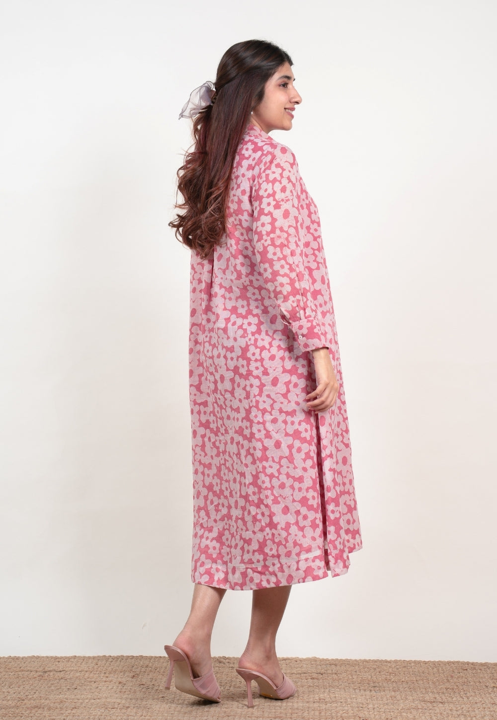 Samia Pink Batik MulMul A Line Dress