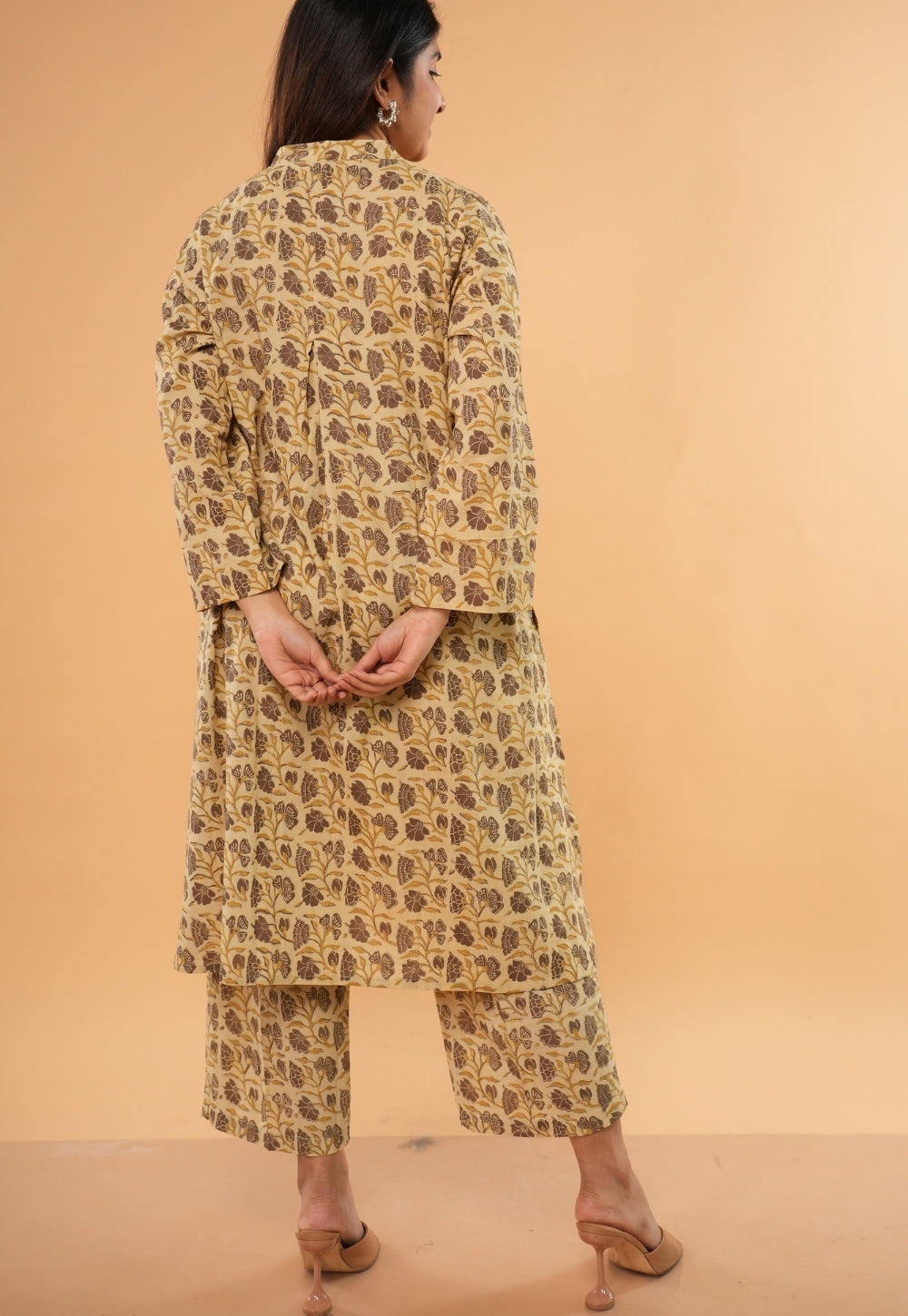 Ayaat Beige Ajrakh Cotton Straight Co-Ord Set