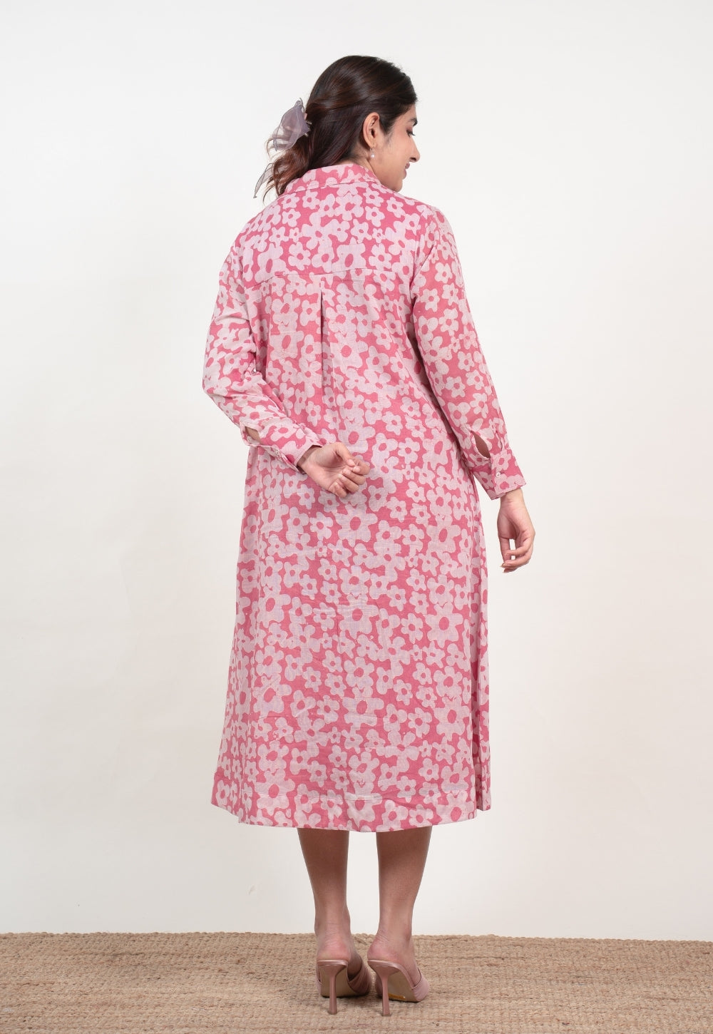 Samia Pink Batik MulMul A Line Dress