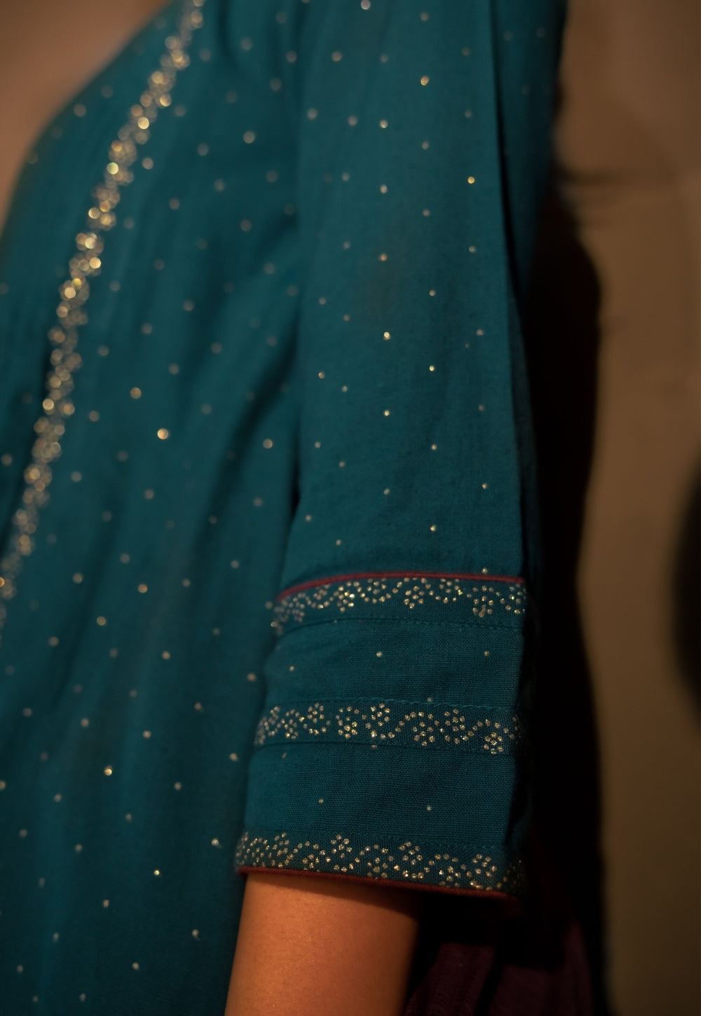 Jannat Blue Rogan Handblock Printed Cotton Flex Suit Set (Set of 3)