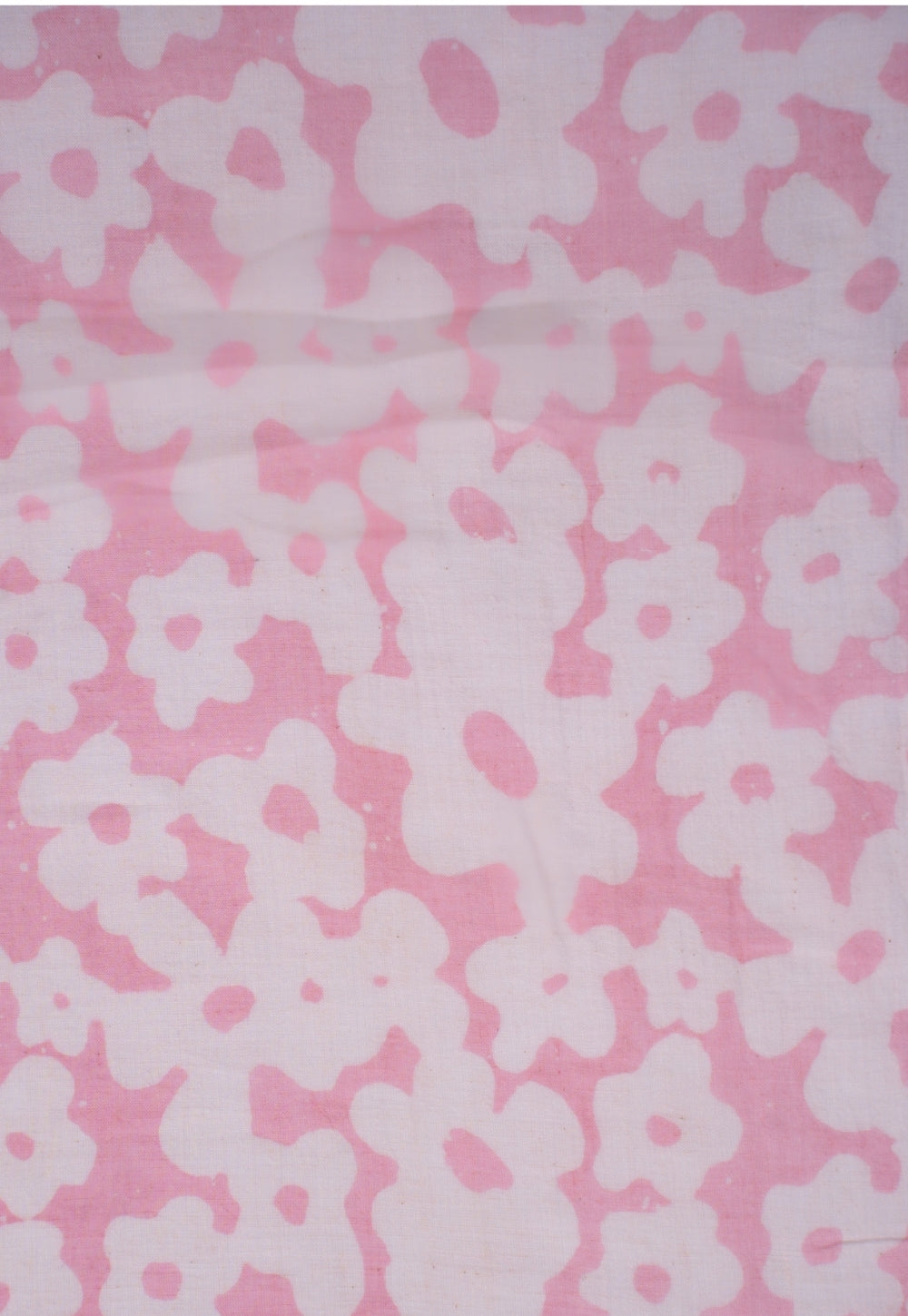 Pink Floral Batik Handblock Printed Mul Fabric