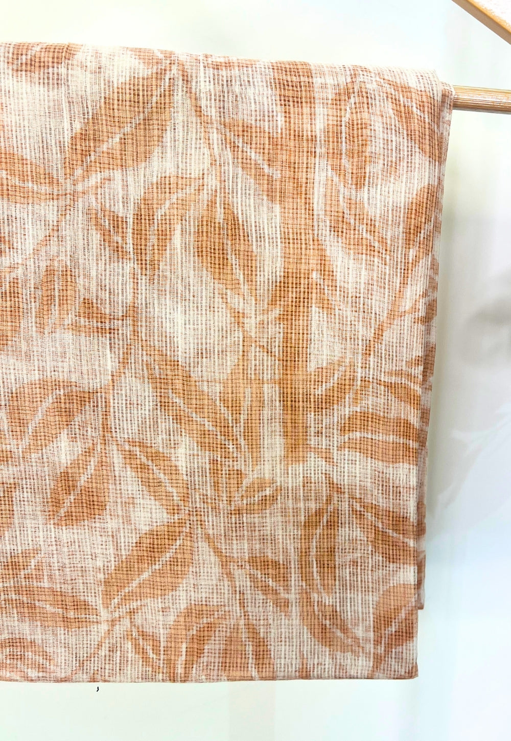 Orange Leaf Hand Block Print Kota Doria Cotton Dupatta