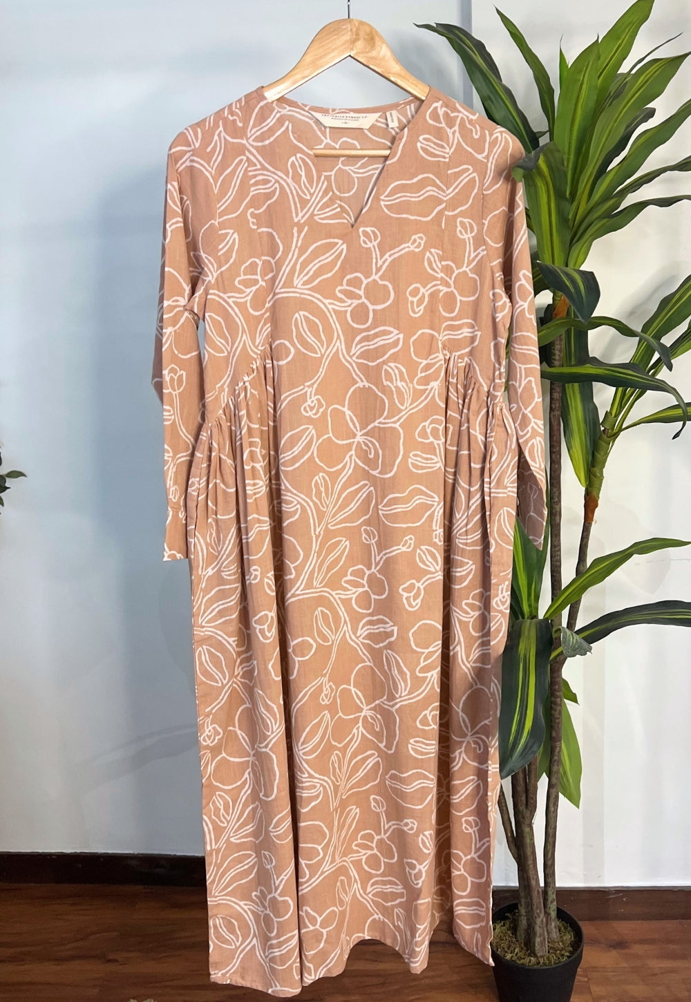 Seerat Orange Hand Block Print Slub Cotton Kali Kurta