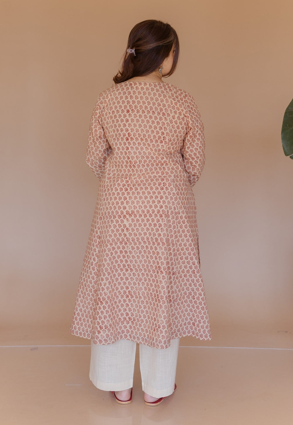 Shikha Red Bagru Cotton A Line Kurta