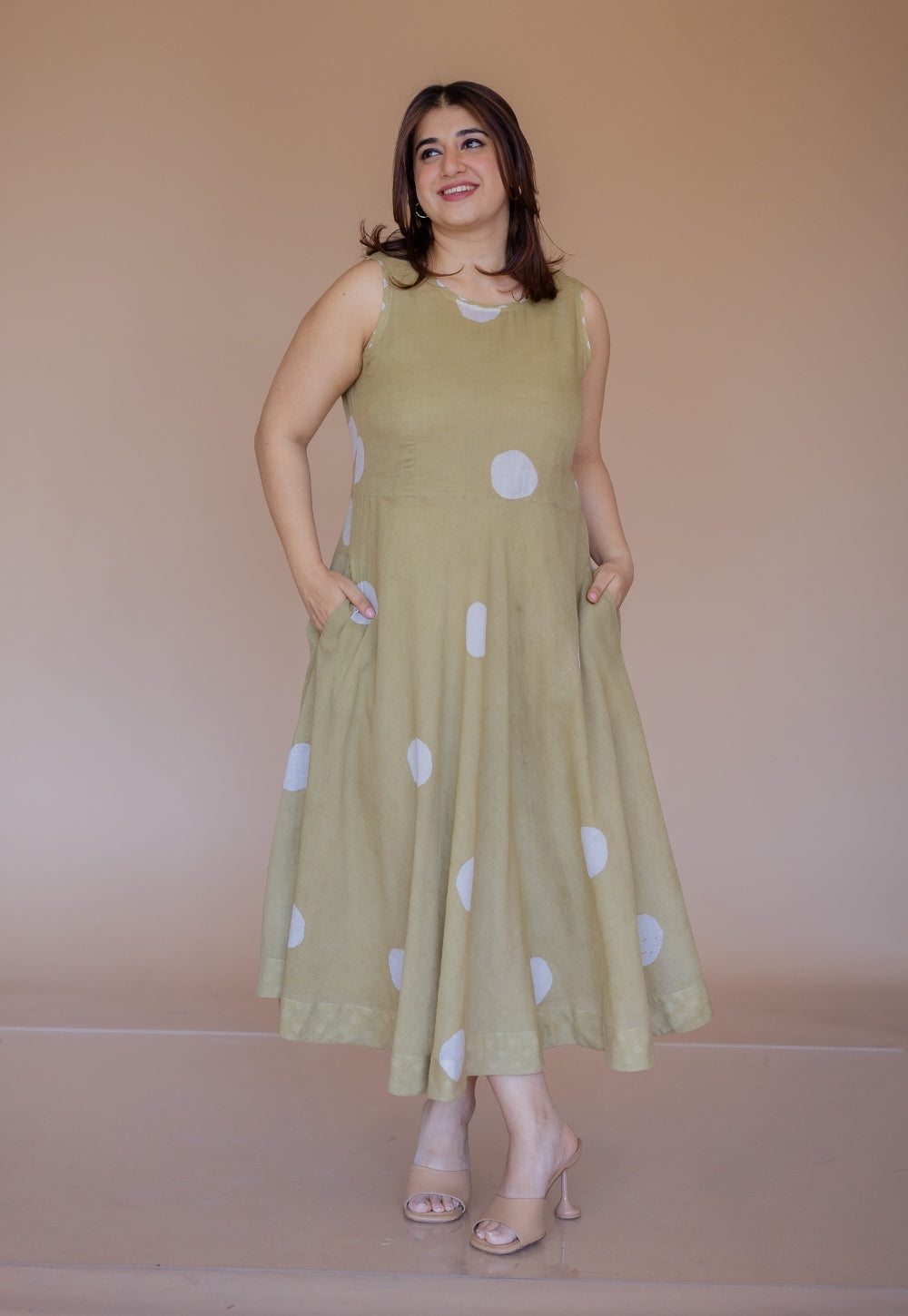 Rimsha Green Batik MulMul A Line Dress
