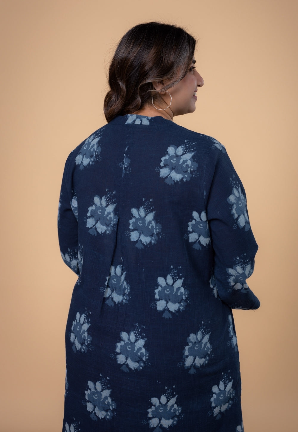 Harshi Blue Dabu Slub Cotton Straight Co-Ord Set
