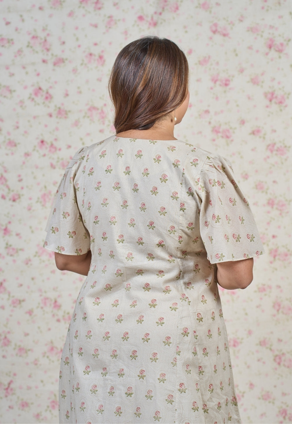 Leah Grey Butti Sanganeri Mul Cotton A Line Dress