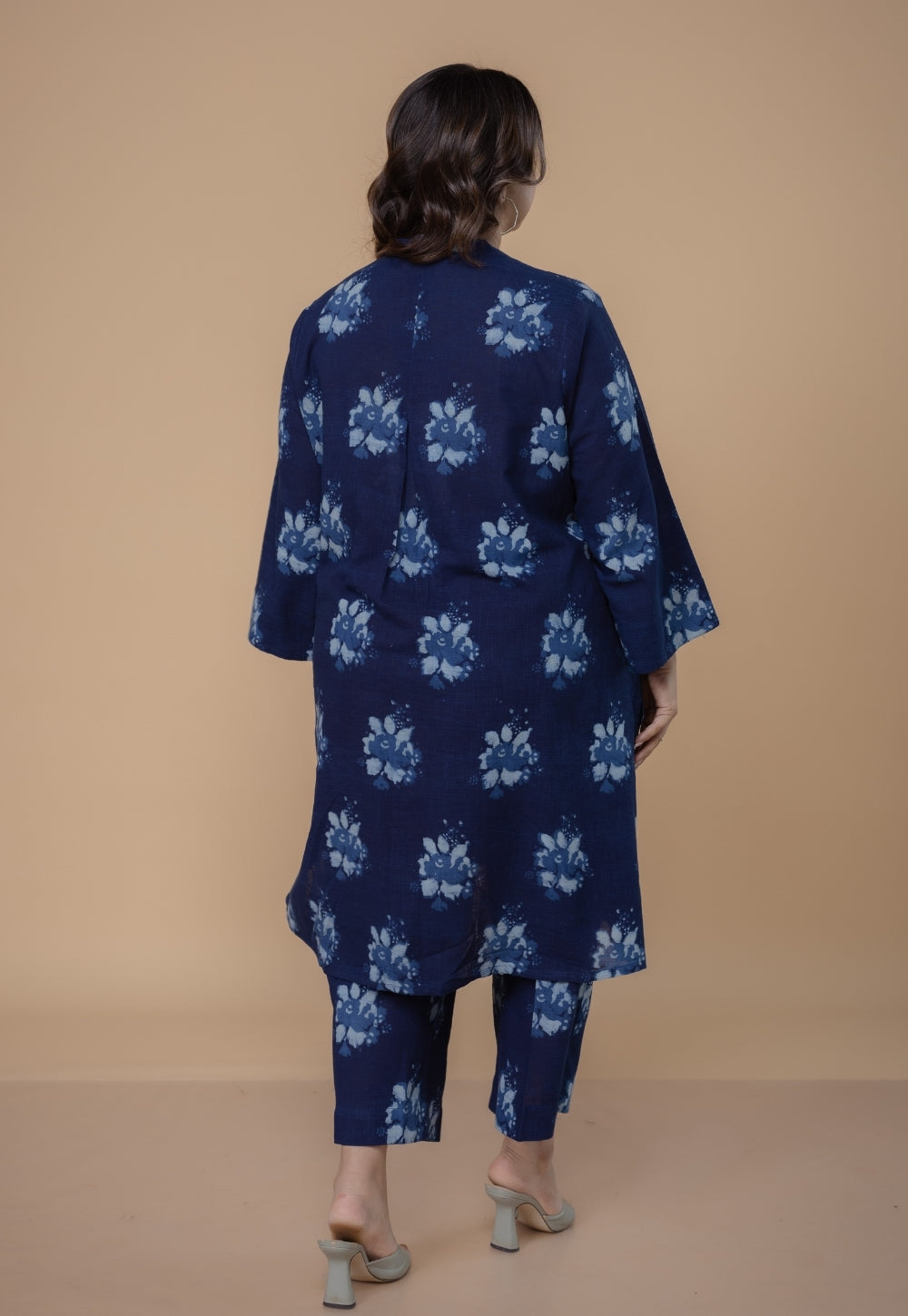Harshi Blue Dabu Slub Cotton Straight Co-Ord Set
