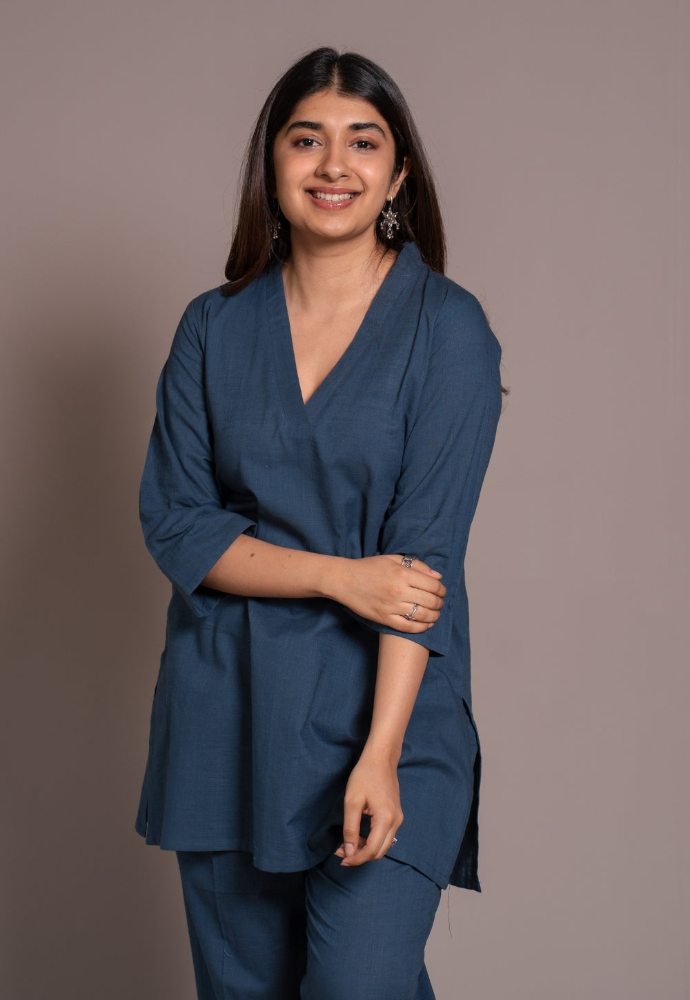 Indigo Solid Slub Cotton Co-Ord Set - DyeVerse