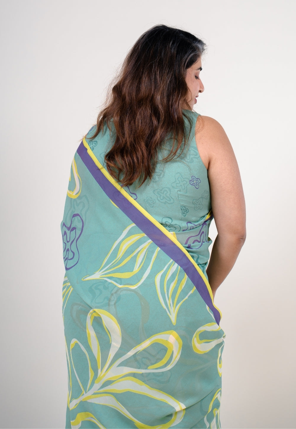 Fiyana Mint Green Georgette Printed Saree