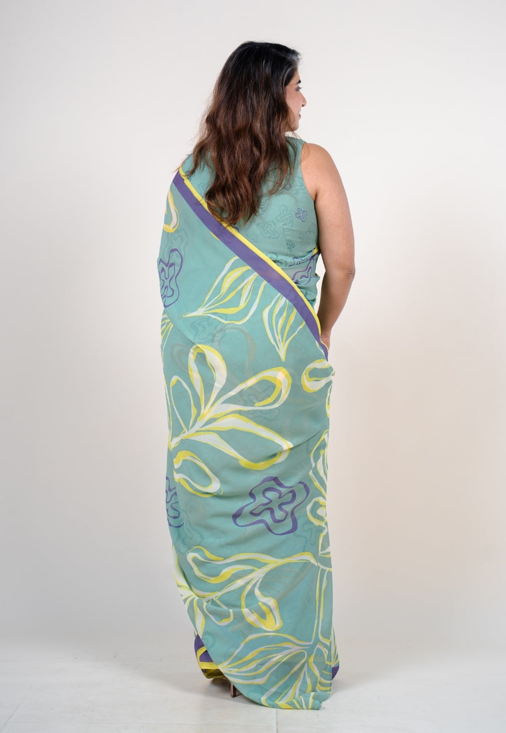 Fiyana Mint Green Georgette Printed Saree