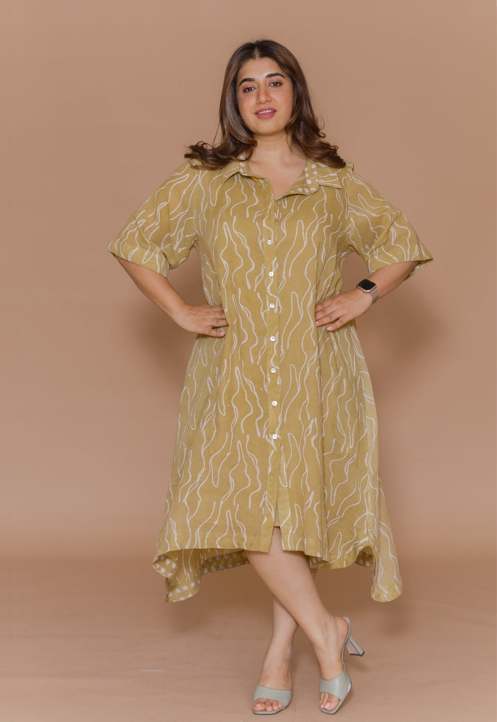 Zuria Green Batik MulMul A Line Dress