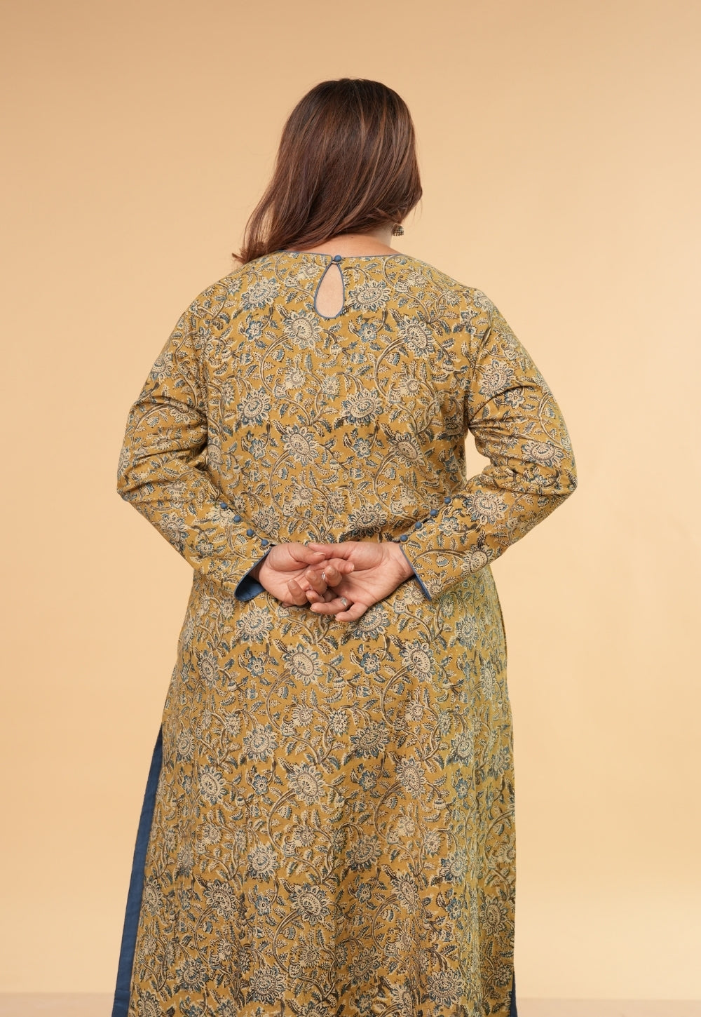 Rifaa Yellow Kalamkari Cotton A Line Kurta