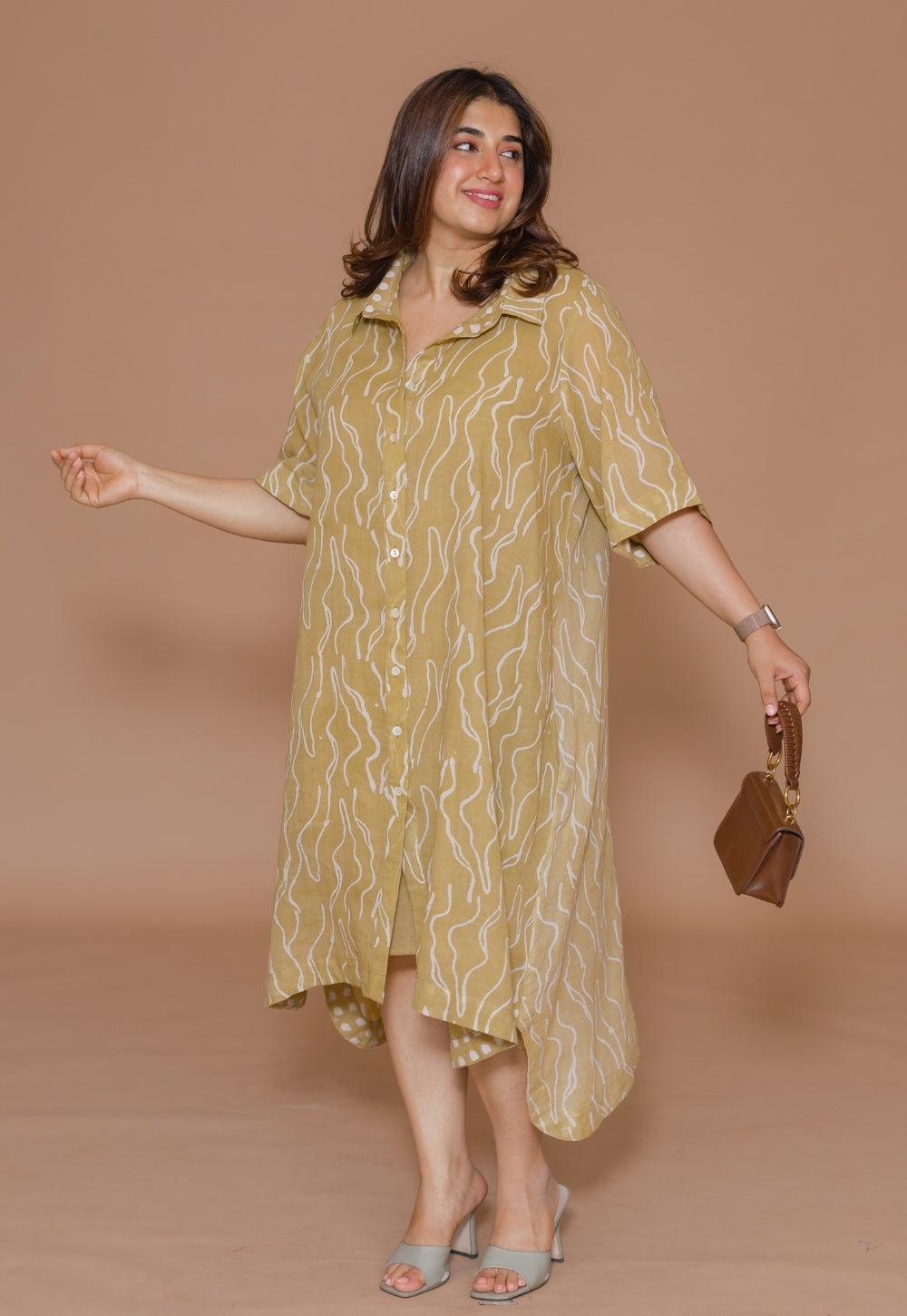 Zuria Green Batik MulMul A Line Dress