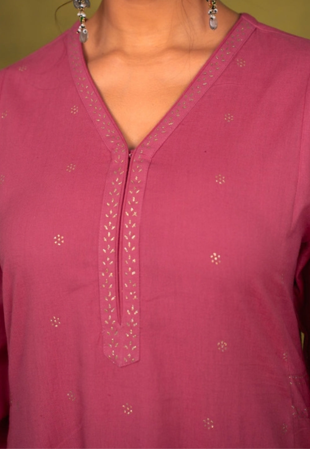 Sadia Pink Rogan Handblock Printed Cotton Kali Kurta Suit Set (Set of 3)