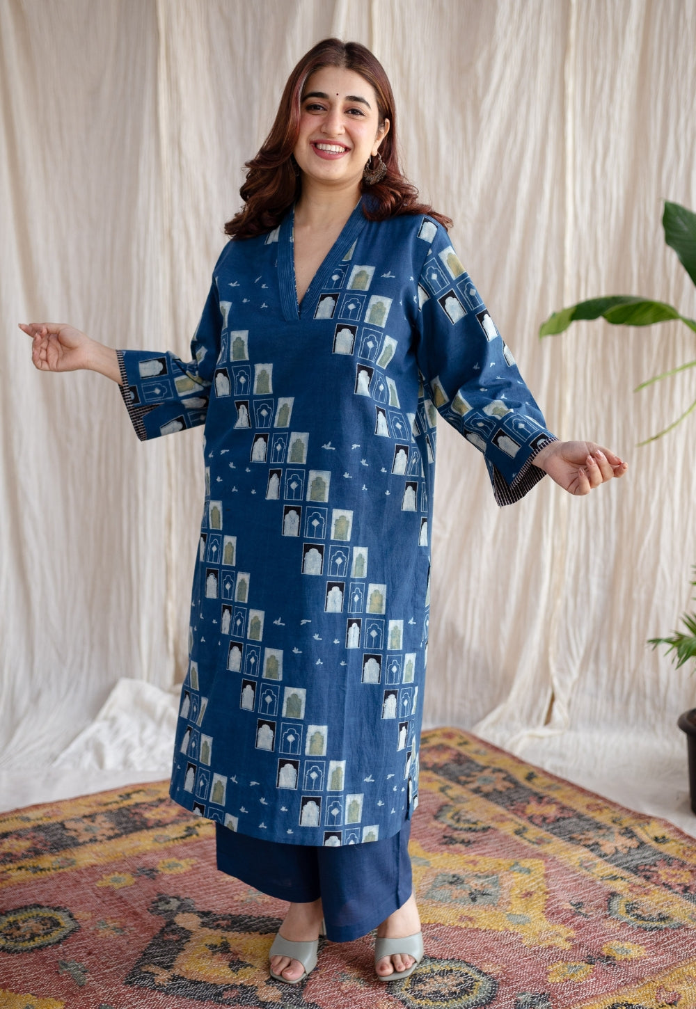 Jaipur Jharoka Ajrakh Cotton Kurta
