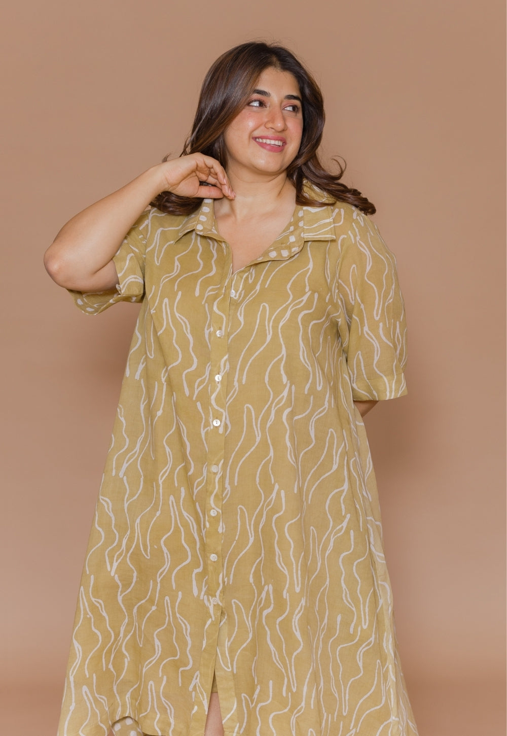 Zuria Green Batik MulMul A Line Dress