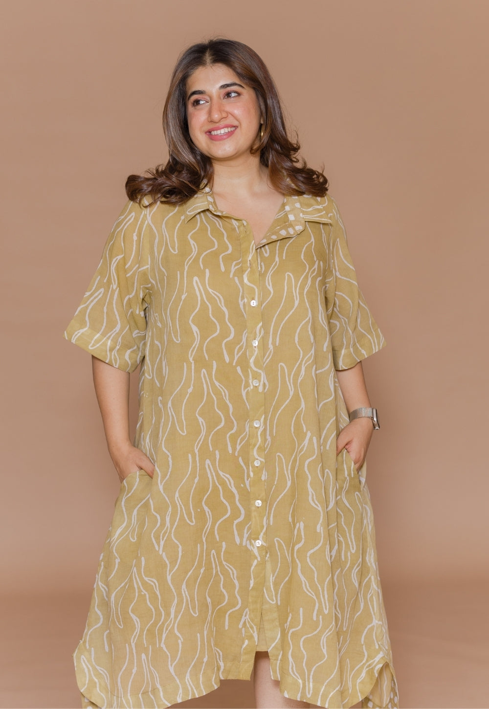 Zuria Green Batik MulMul A Line Dress