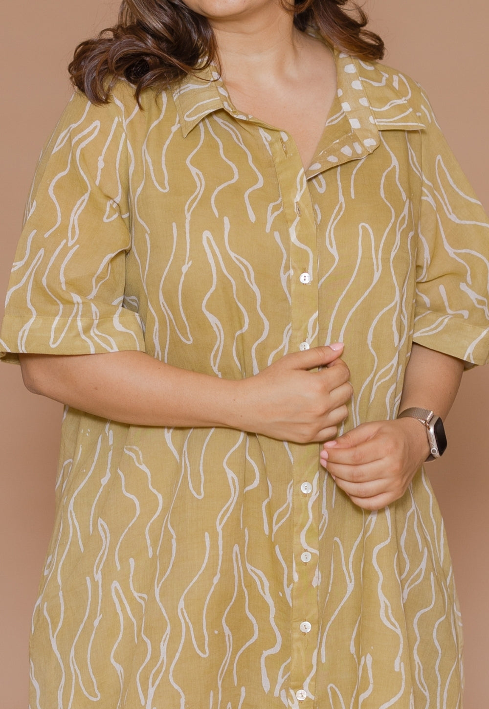 Zuria Green Batik MulMul A Line Dress
