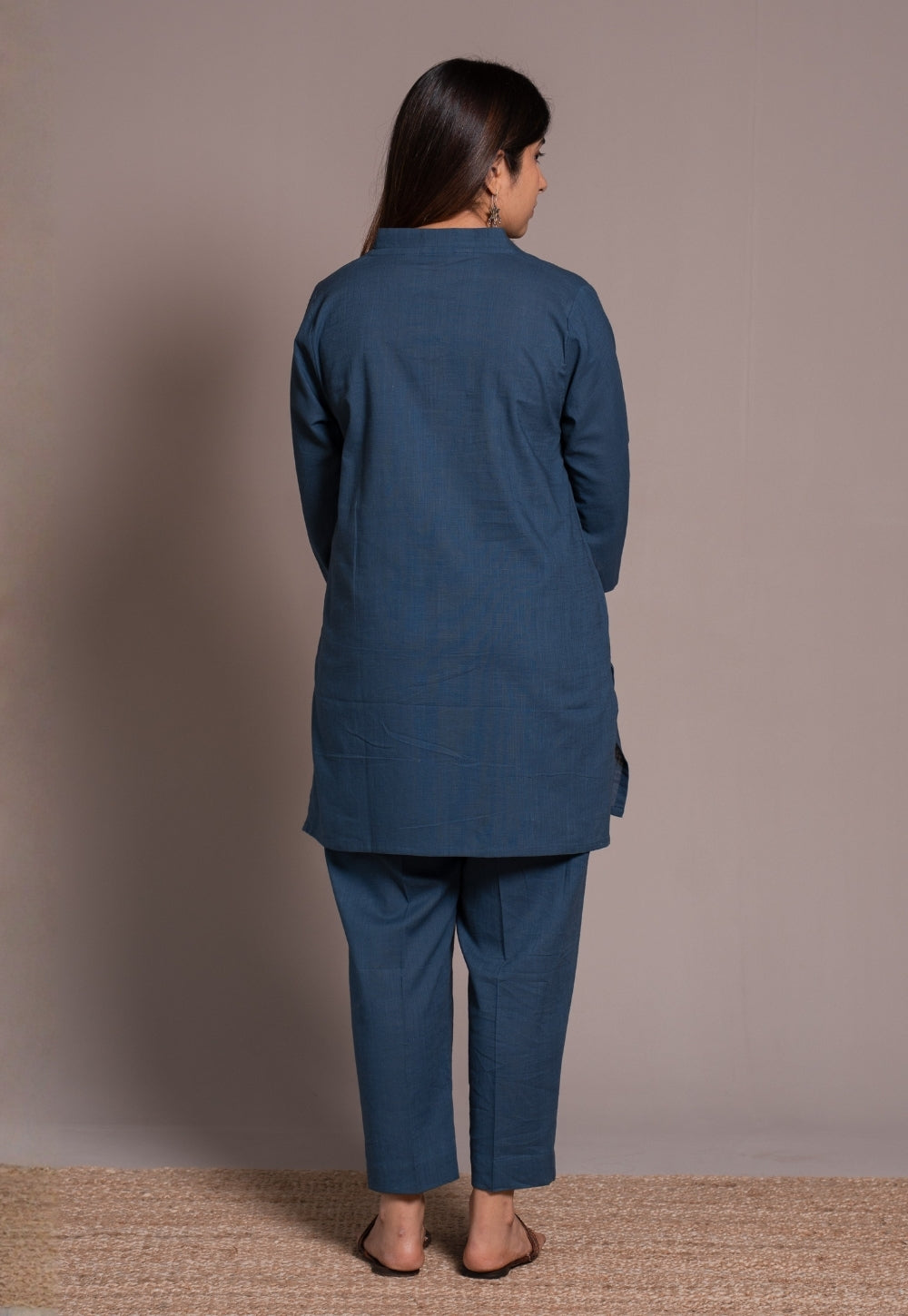 Indigo Solid Slub Cotton Co-Ord Set - DyeVerse