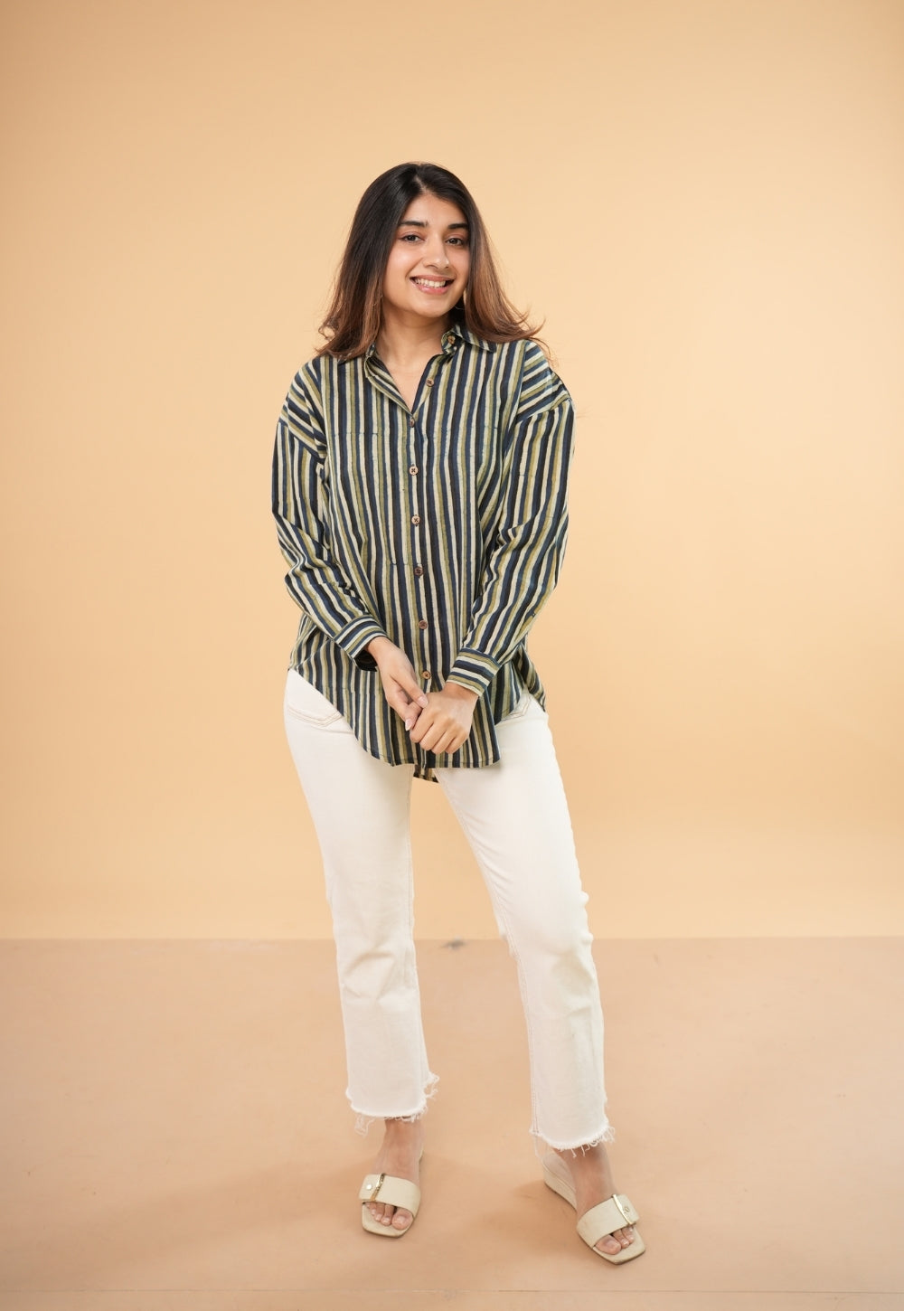 Ruhi Blue Ajrakh Cotton Straight Shirt