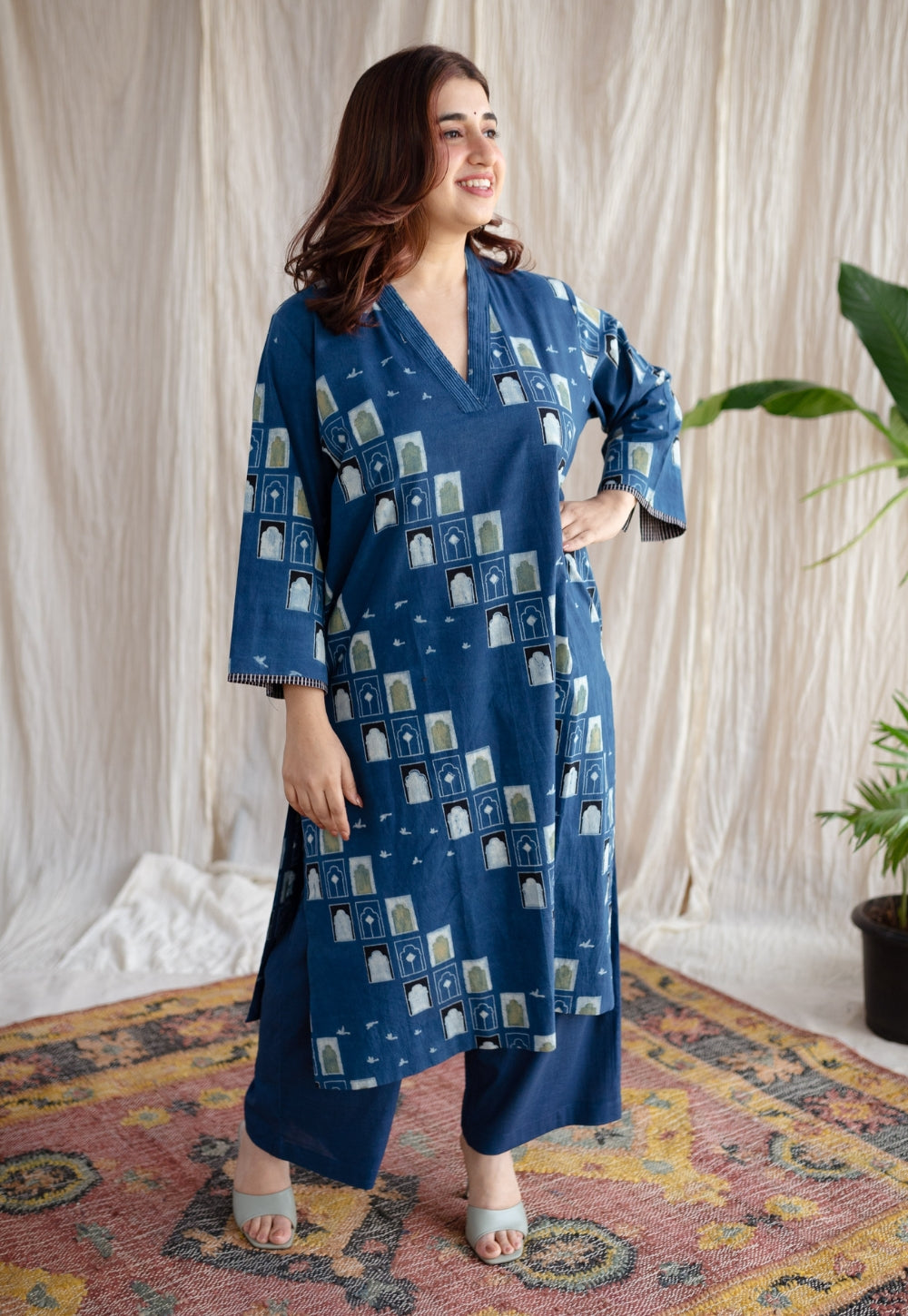 Jaipur Jharoka Ajrakh Cotton Kurta