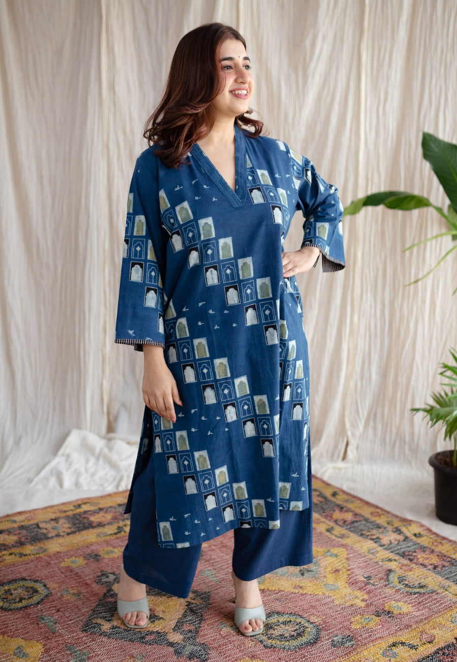 Jaipur Jharoka Ajrakh Cotton Kurta