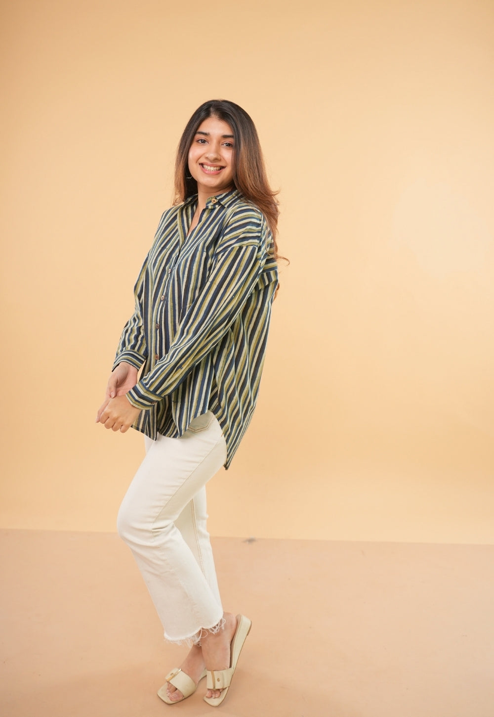 Ruhi Blue Ajrakh Cotton Straight Shirt