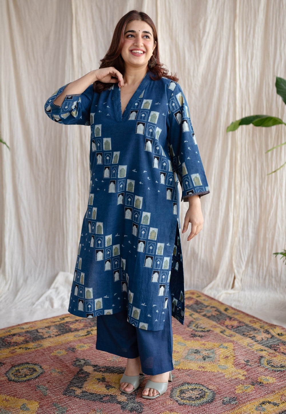 Jaipur Jharoka Ajrakh Cotton Kurta