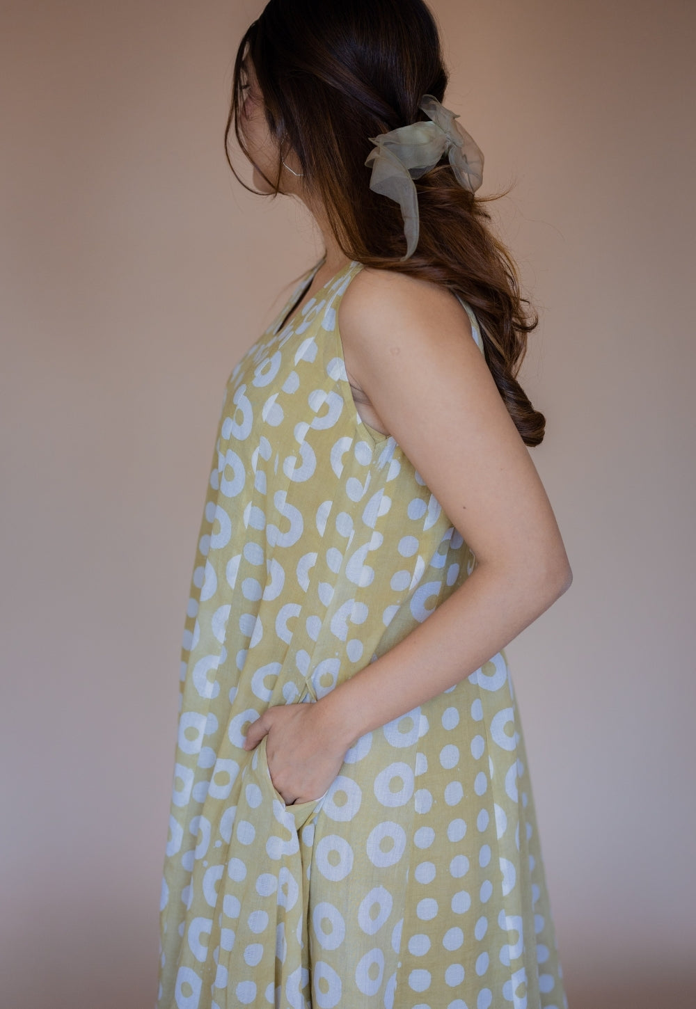 Seher Green Batik MulMul Kali Dress with Slip XXL